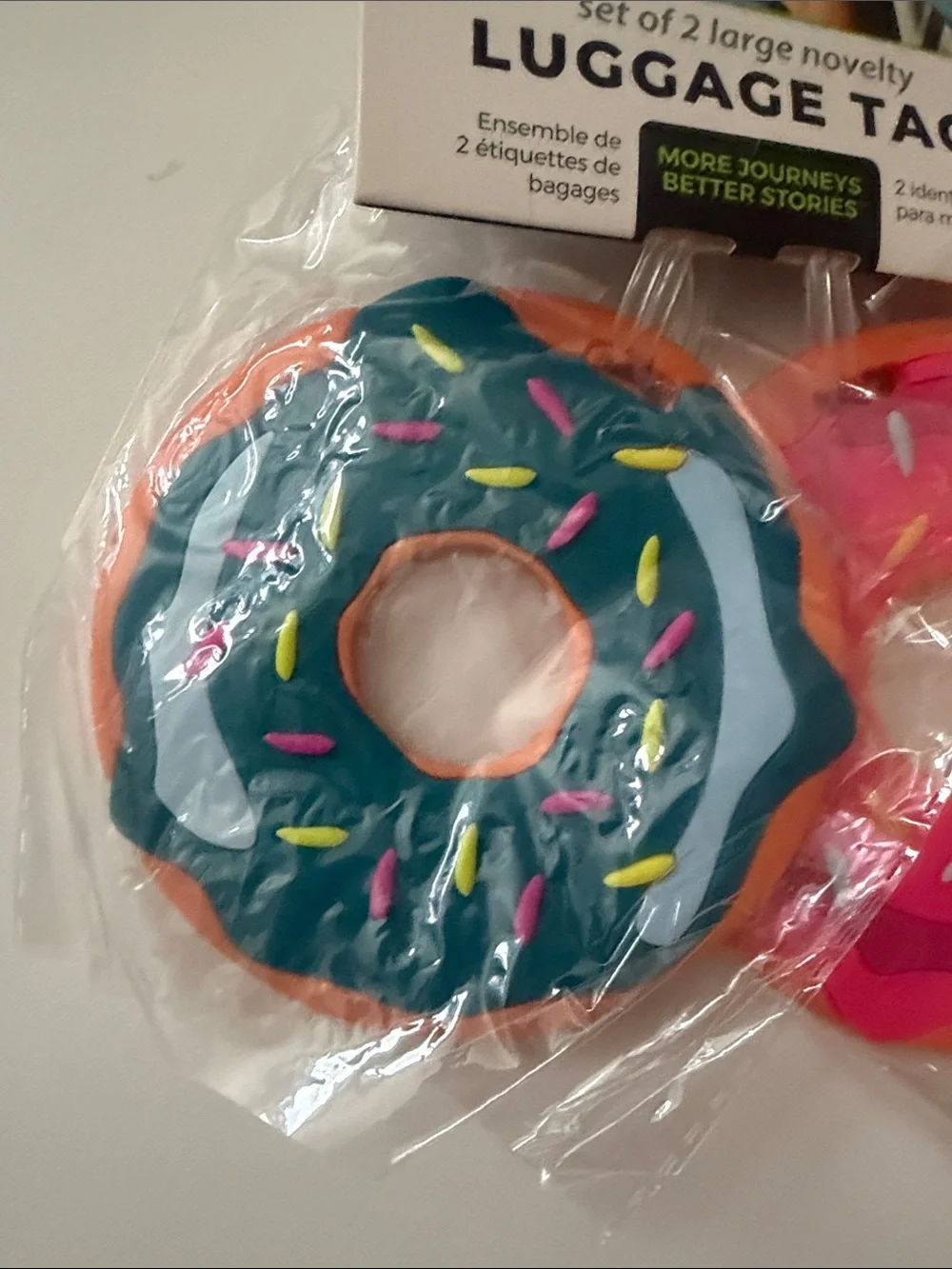 Travelon Donut Luggage Tags - Teal & Hot Pink